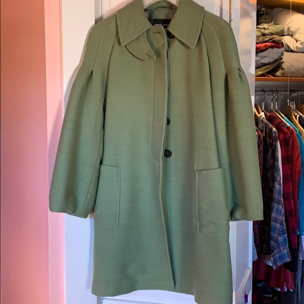Georgio Armani made in Italy Green Wool Coat.